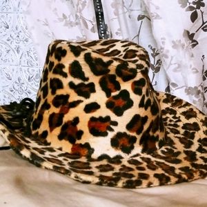 Leopard print cowgirl hat